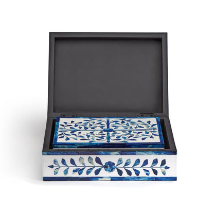 Two's Company Set of 2 Jaipur Palace Blue & White Tear Hinged Cover Box