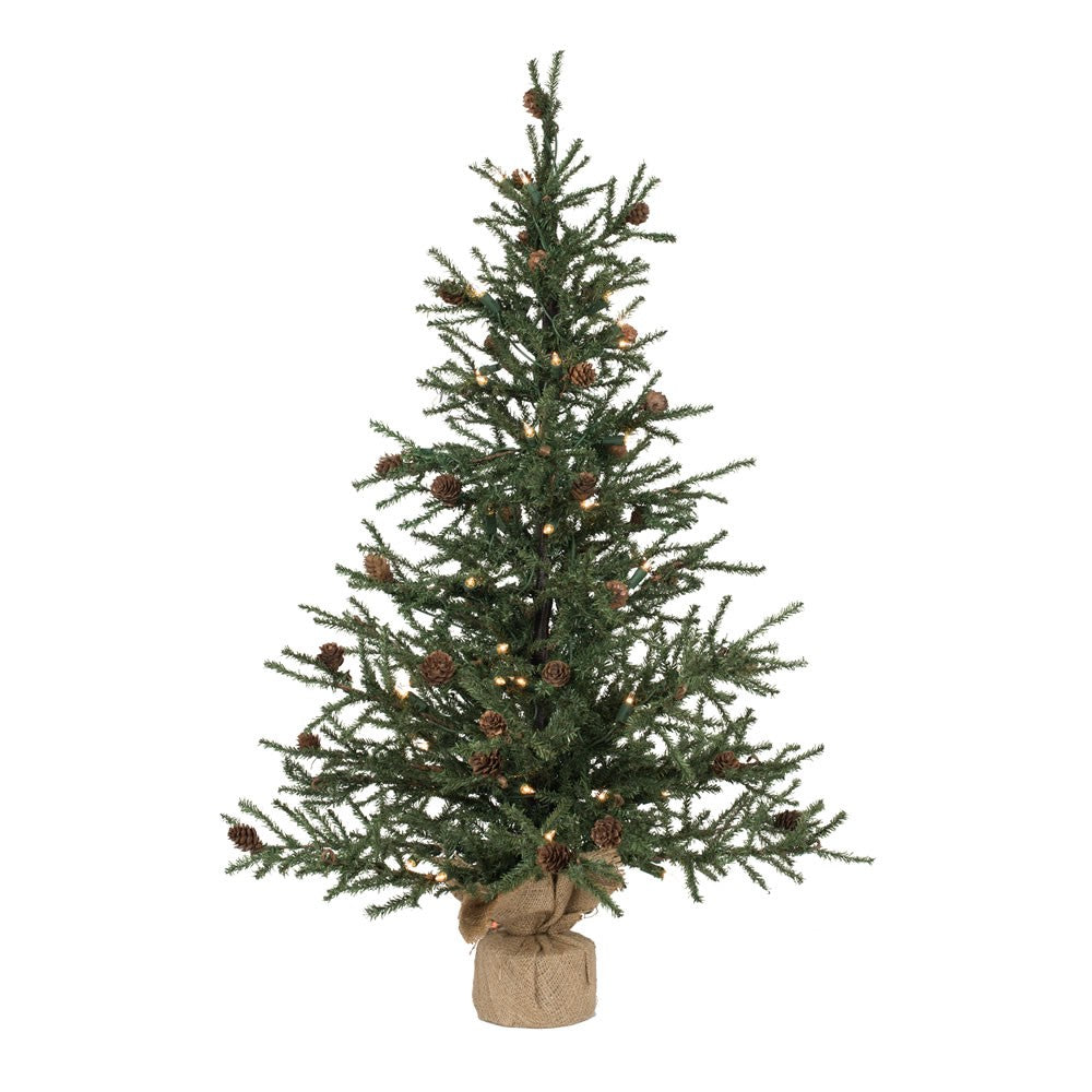 Vickerman 36" Carmel Pine Artificial Christmas Tree, Clear Dura-lit Lights, PVC