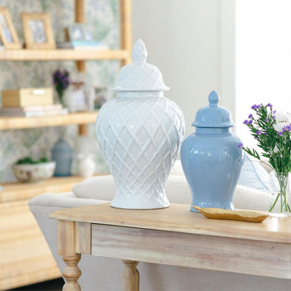 Two's Company Faux Bamboo Fretwork Decorative Temple Jar - Ceramic