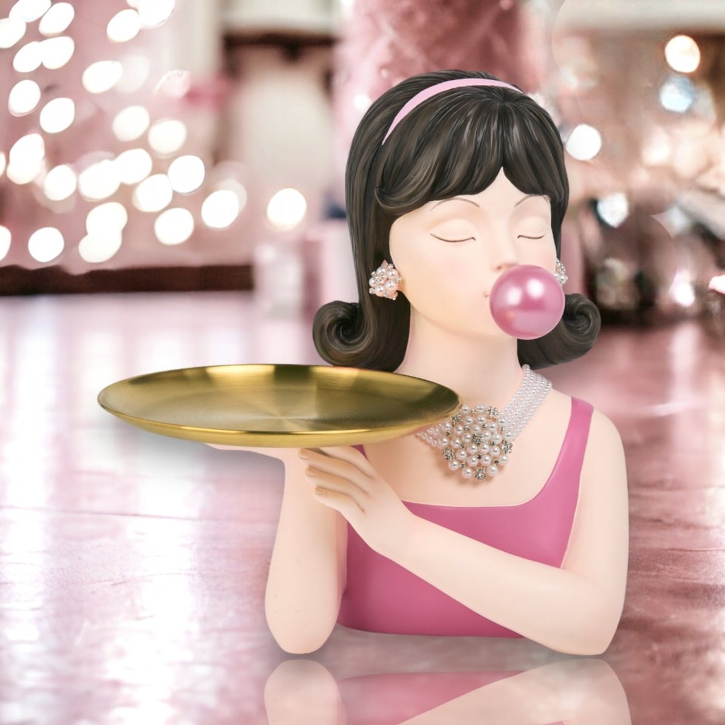 December Diamonds Candy Towne 14.5-Inch Bubblegum Girl With Tray