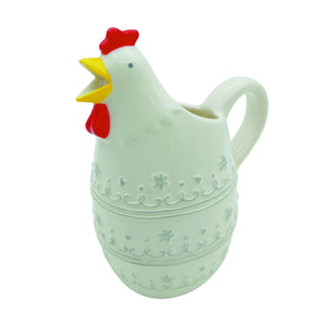Transpac Ceramic Patterned Chicken Pitcher