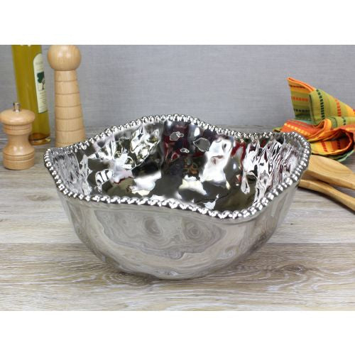 Pampa Bay Verona Porcelain Large Salad Bowl, Silver, 10 inches