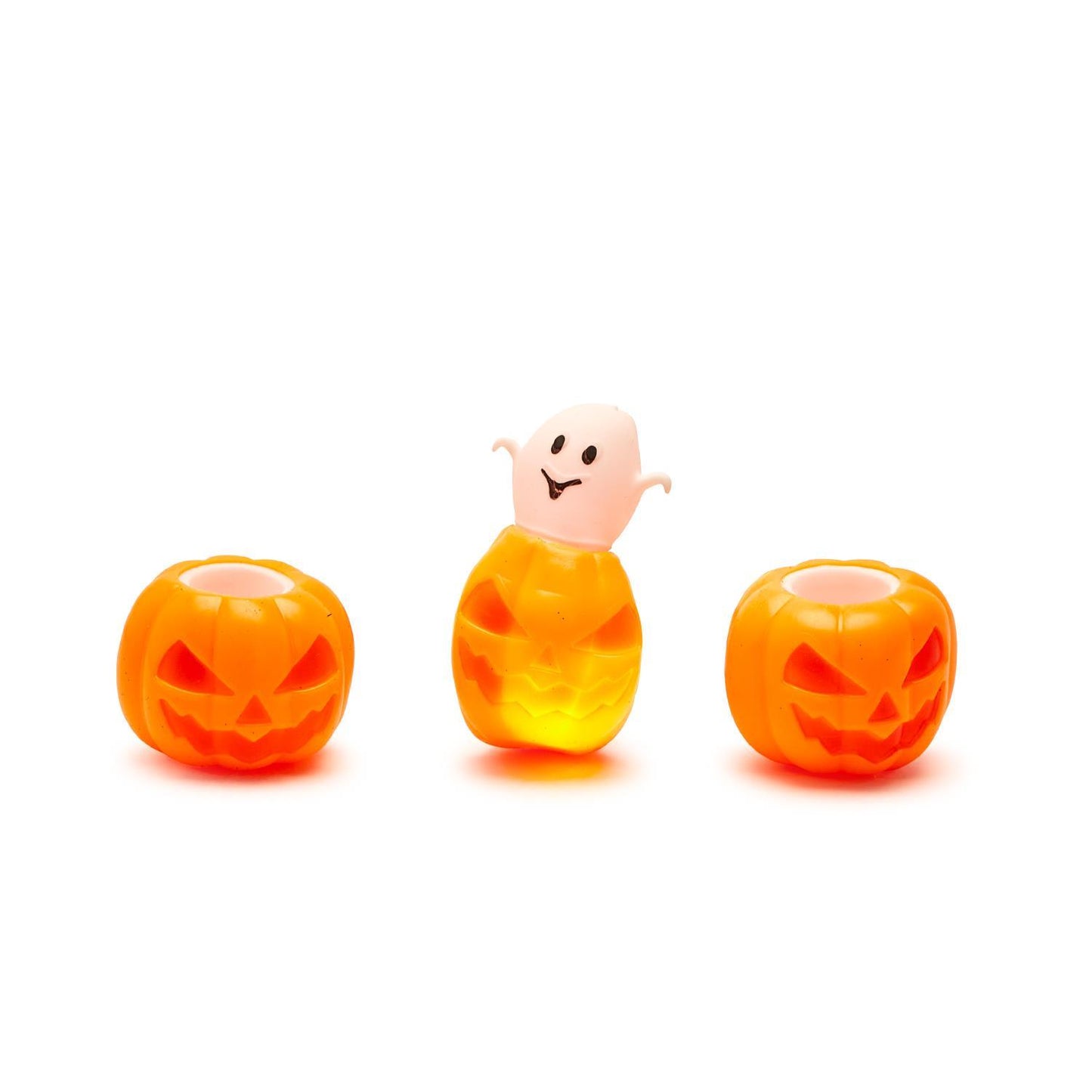 Peek-A-Boo Pumpkin 30-Pieces Light Up Peeking Ghost w/ Bucket - Silicone/Plastic