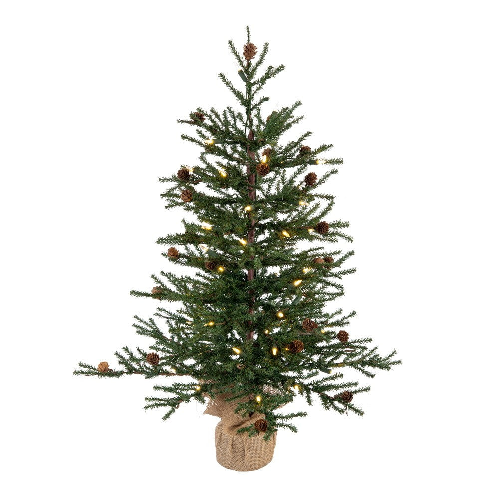 Vickerman 30" Carmel Pine Artificial Christmas Tree, Warm White LED Lights