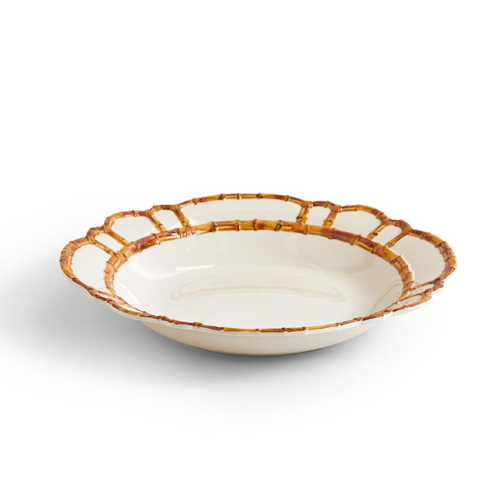 Two's Company Bamboo Touch Serving/Centerpiece Bowl with Bamboo Rim Design