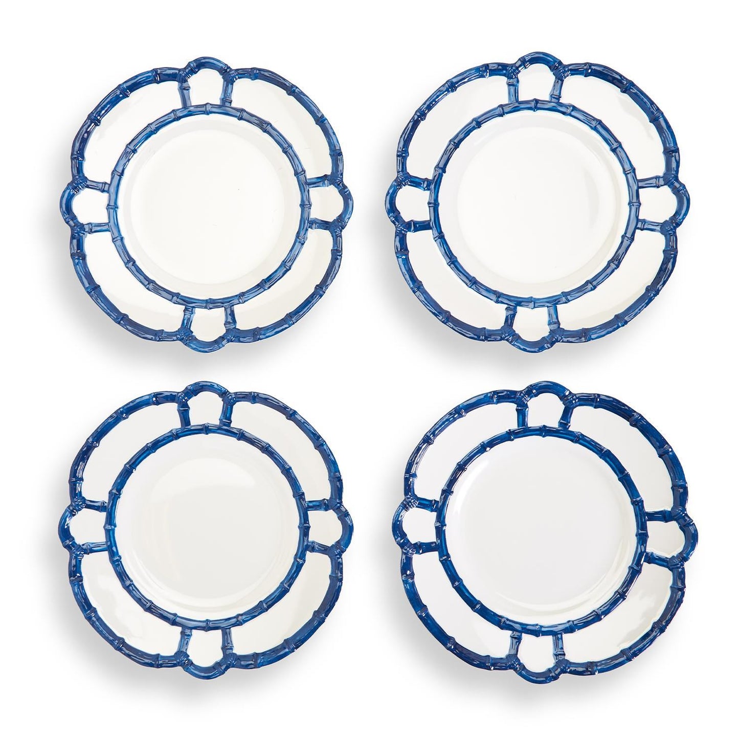 Two's Company Set of 4 Blue Bamboo Touch Dinner Plate