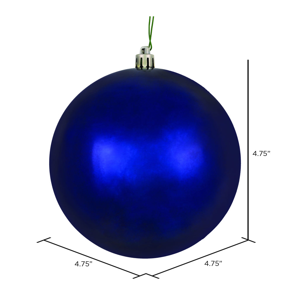 Vickerman 4.75" Midnight Blue Shiny Ball Ornament, 4 per Bag, Plastic