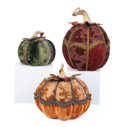 Katherine's Collection 2023 Harvest Forage Pumpkins Set Of 3, Brown/Orange/Green Polyester