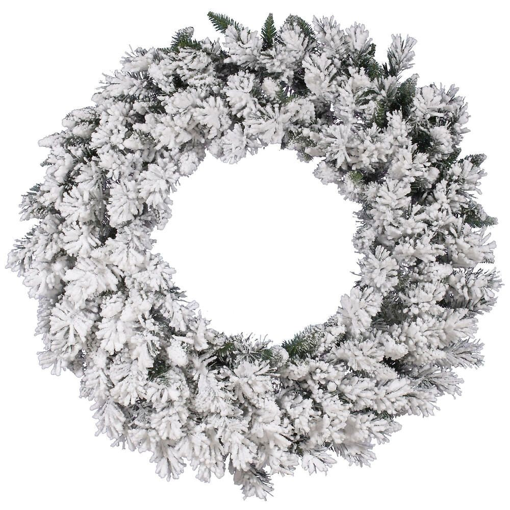 Vickerman 36" Flocked Snow Ridge Artificial Christmas Wreath, Unlit, PVC