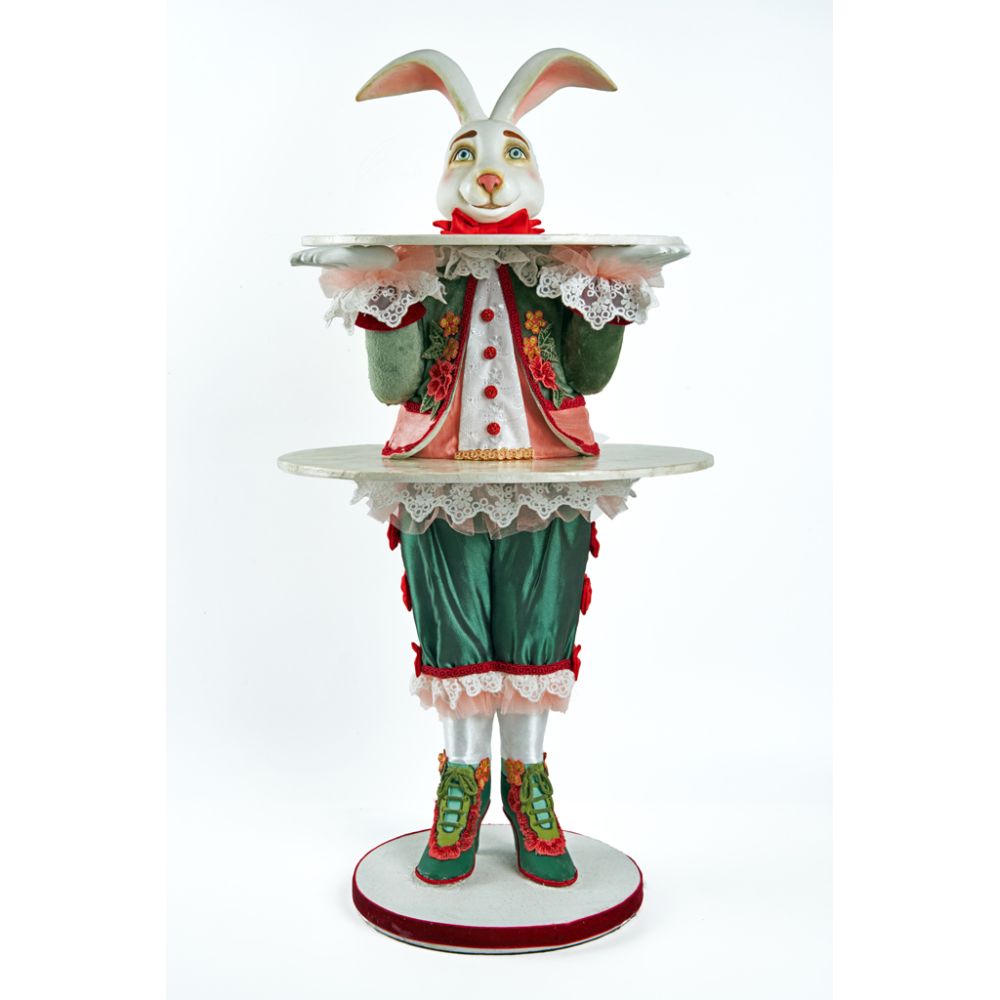 Katherine's Collection Enchanted Garden 2022 Enchanted Bunny Tiered Tray Green Resin
