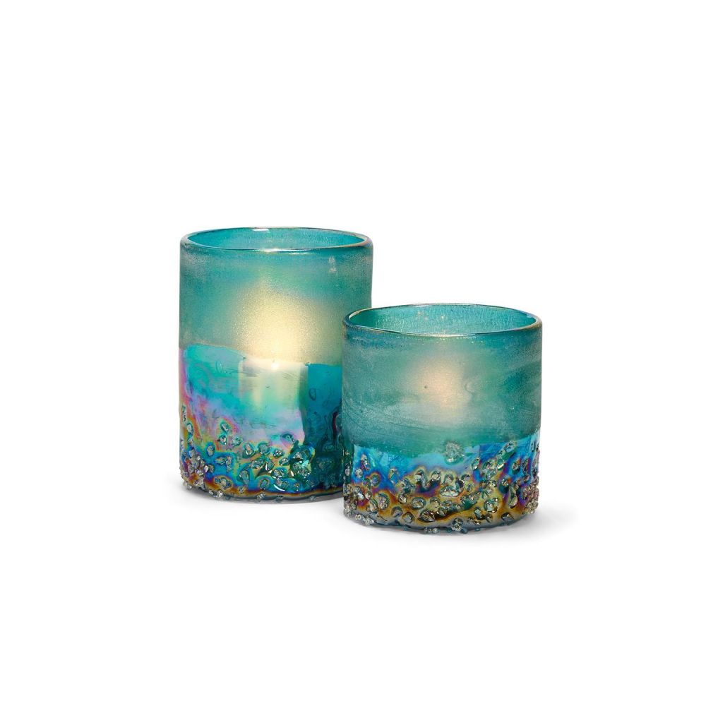 Two's Company Set of 2 Frosted Tealight Candleholders