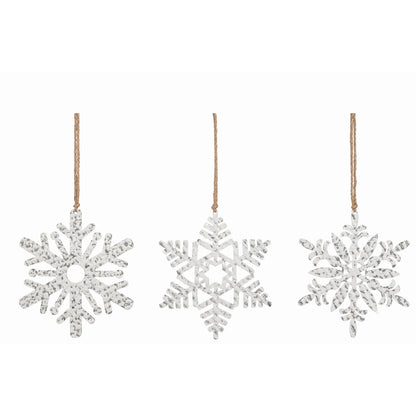 Transpac Metal Snowflake Ornament, Set Of 3, Assortment