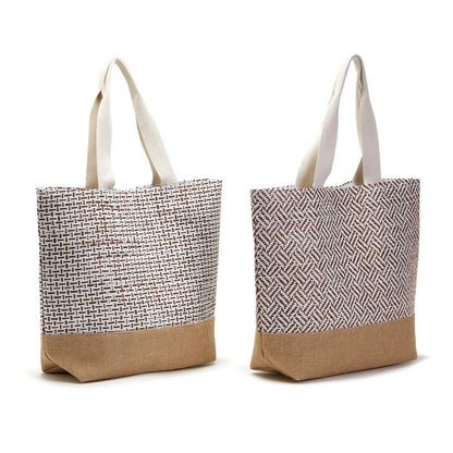 Weaver Tote Bag With Cotton Lining And Inside Pocket, Assortment of 2 Patterns
