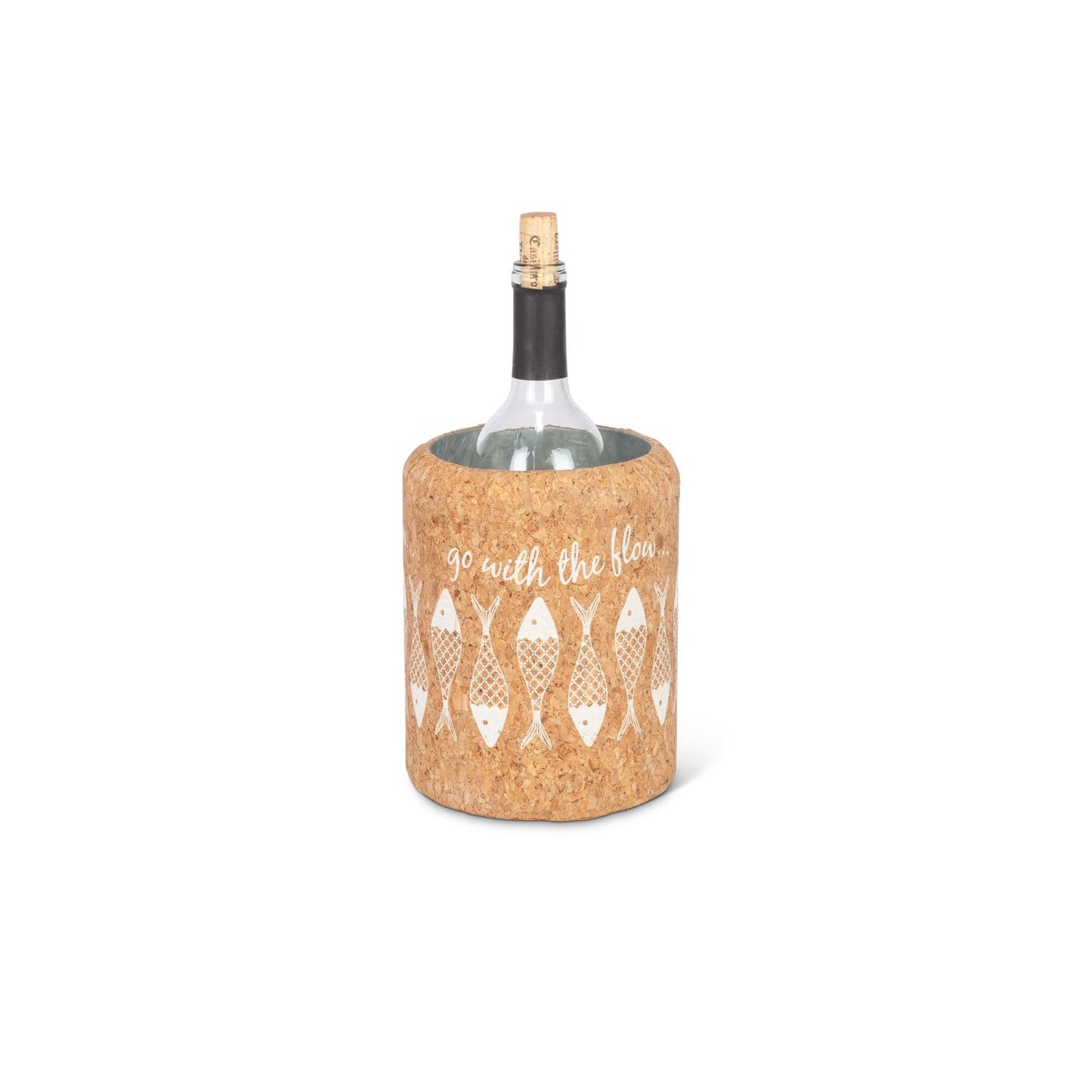 Gerson Cork Wrapped Galvanized Metal Go With The Flow White Fish Wine Chiller