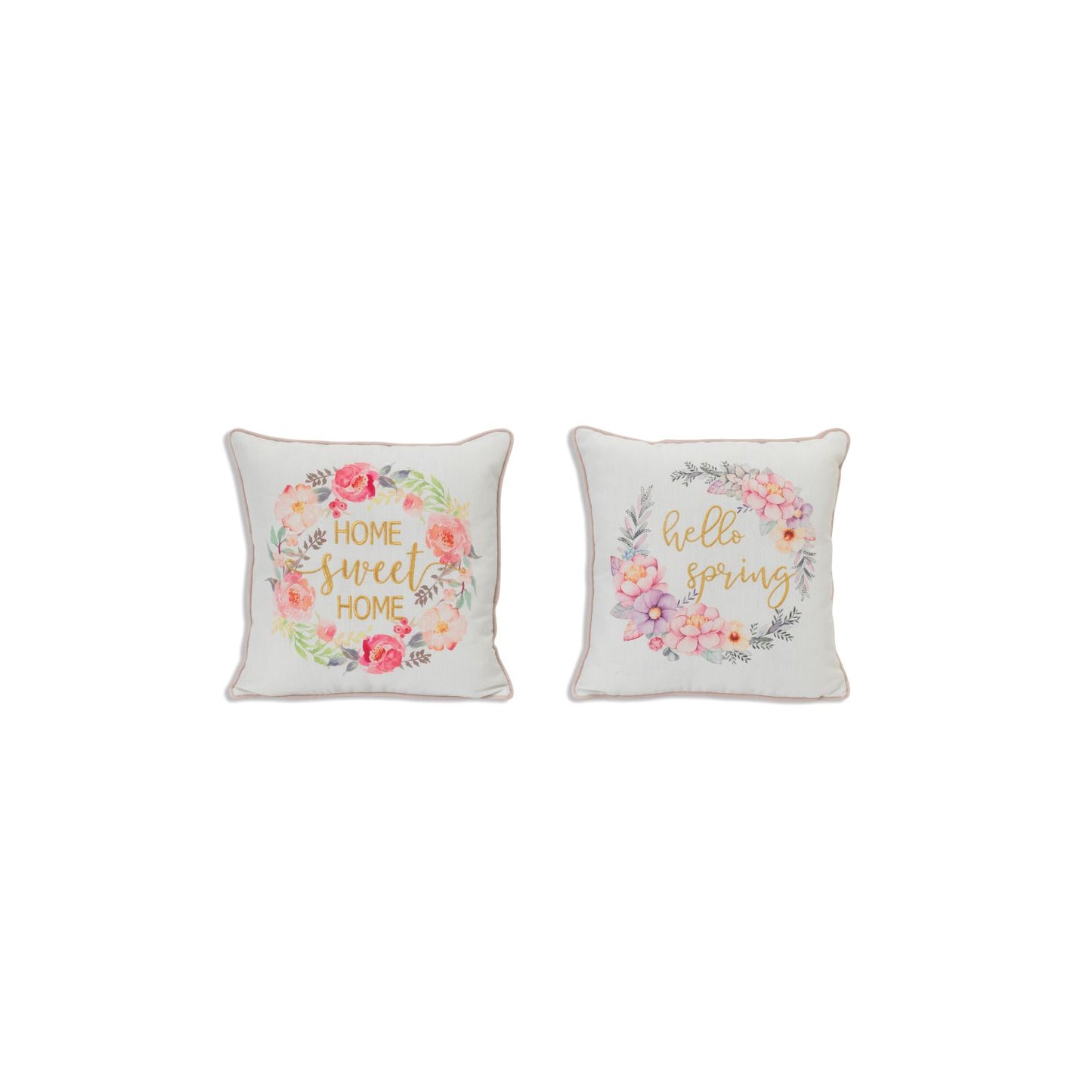 Gerson Company 16"L Fabric Embroidered Pillow, 2 Assorted