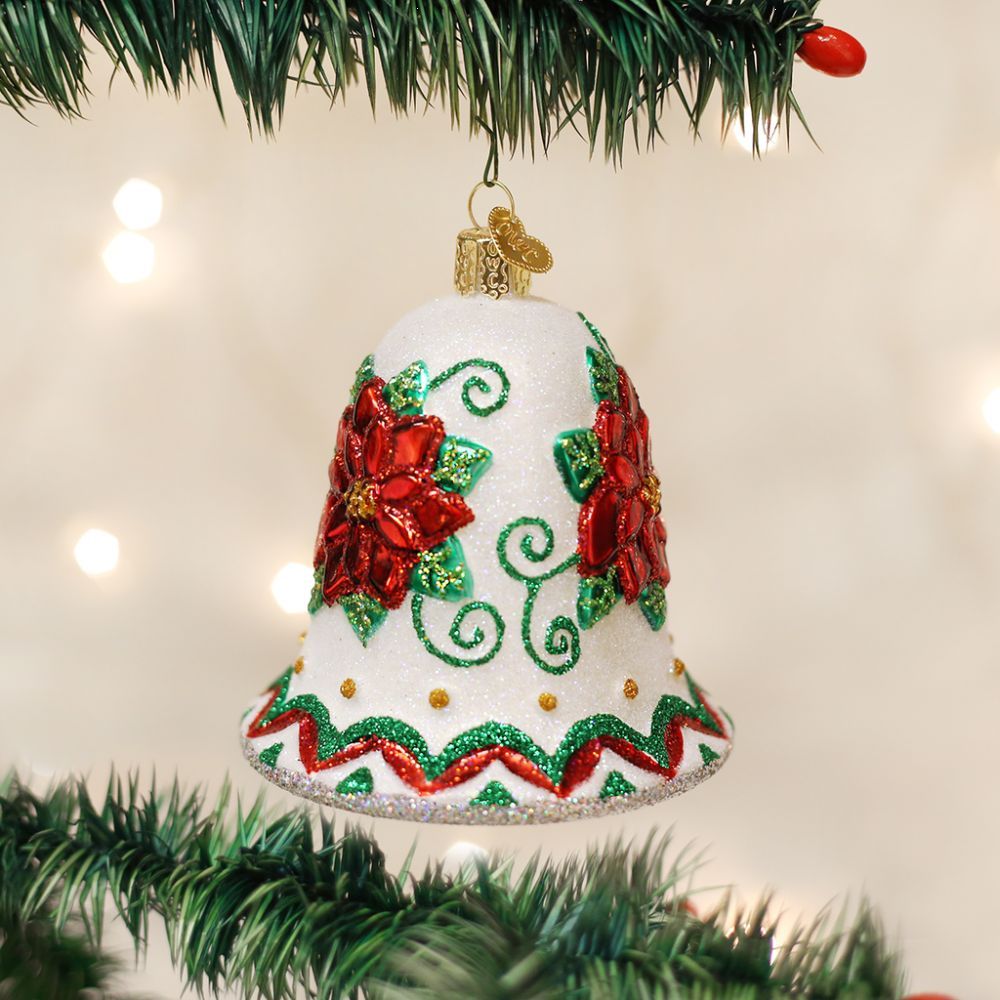 Old World Christmas Poinsettia Bell Ornament