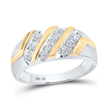 GND 10kt Two-tone Gold Mens Round Diamond Wedding Band Ring 1/2 Cttw