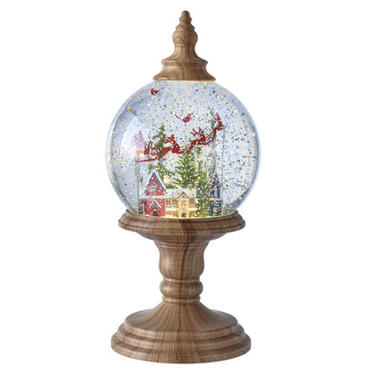 Ganz Led Light Up Shimmer Santa Globe On Pedestal