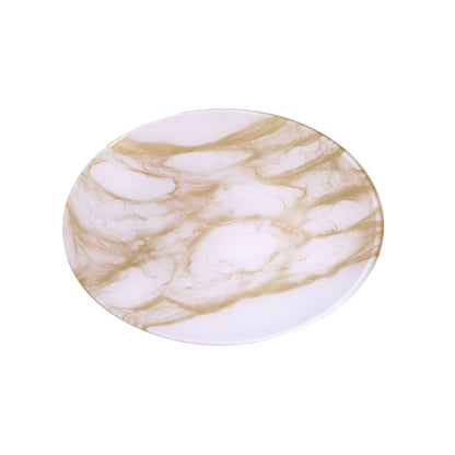 Classic Touch Decor Set Of 4 Gold-White Marble Plates.