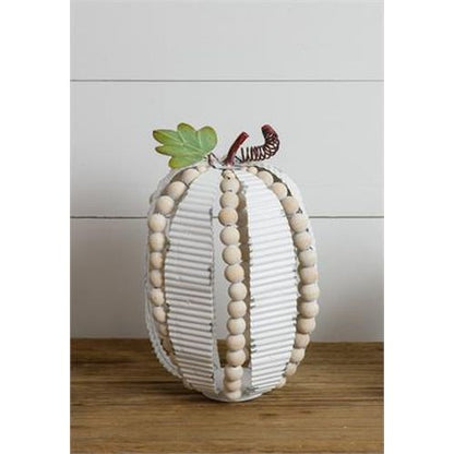 Your Heart's Delight Corrugated Metal And Beads Pumpkin Decor