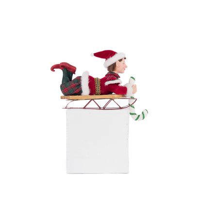 Holiday Magic 2024 Laying Elf With Giftbox Stocking Holder, 7-Inch