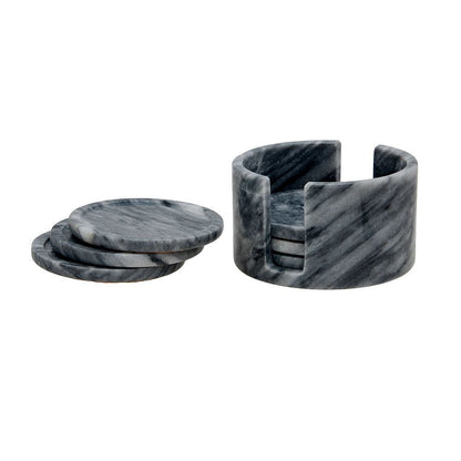Dionysus Collection Marble 6-Piece Coaster Set With Caddie
