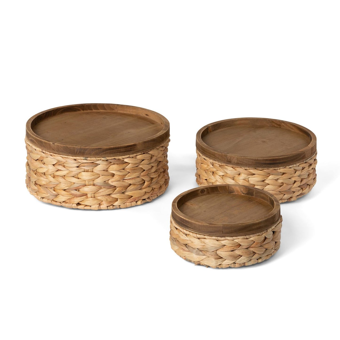 Park Hill Pantry & Cafe Woven Water Hyacinth Round Storage Basket, Set Of 3