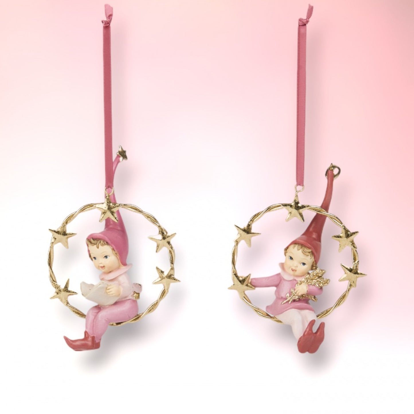 December Diamonds Candy Towne Assortment Of 2 Elves In Ring Ornaments