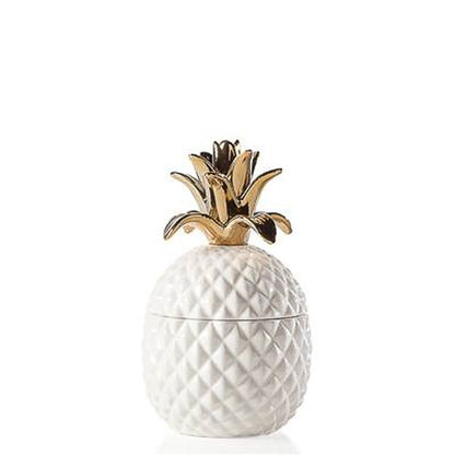 Torre & Tagus Pineapple Gold Crown White Ceramic Canister