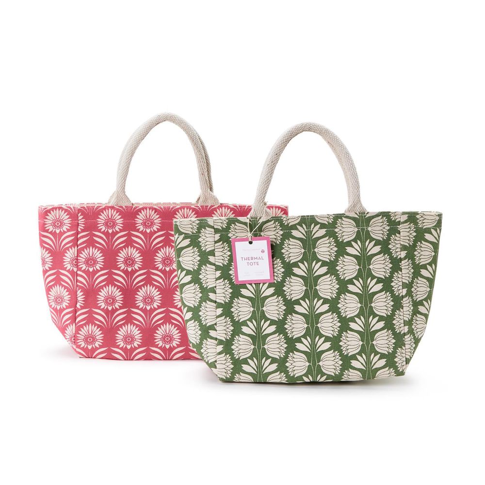 Two's Company Palm Deco Print Thermal Lunch Tote Bag Assorted 2 Colors