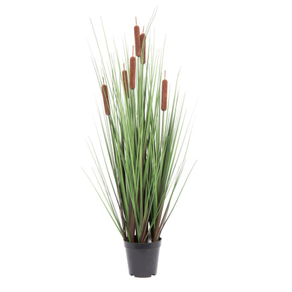 Vickerman Artificial Potted Green Straight Grass And Cattails