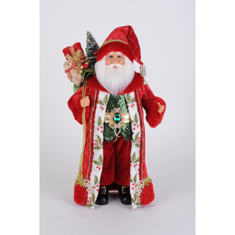 Karen Didion Lighted Holly Jolly Santa Figurine Polyresin