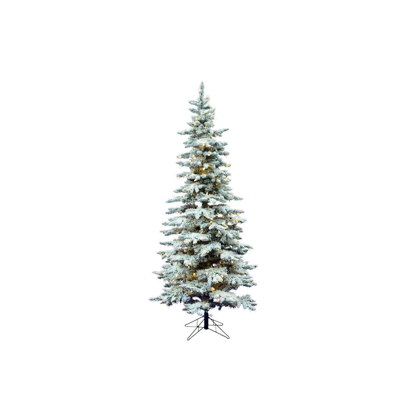 Vickerman 7.5' Flocked Utica Fir Slim Christmas Tree, White Single Mold Led