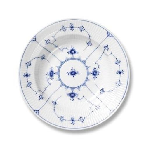 Royal Copenhagen Blue Fluted Plain Rim Soup Bowl, 9 inches, Porcelain