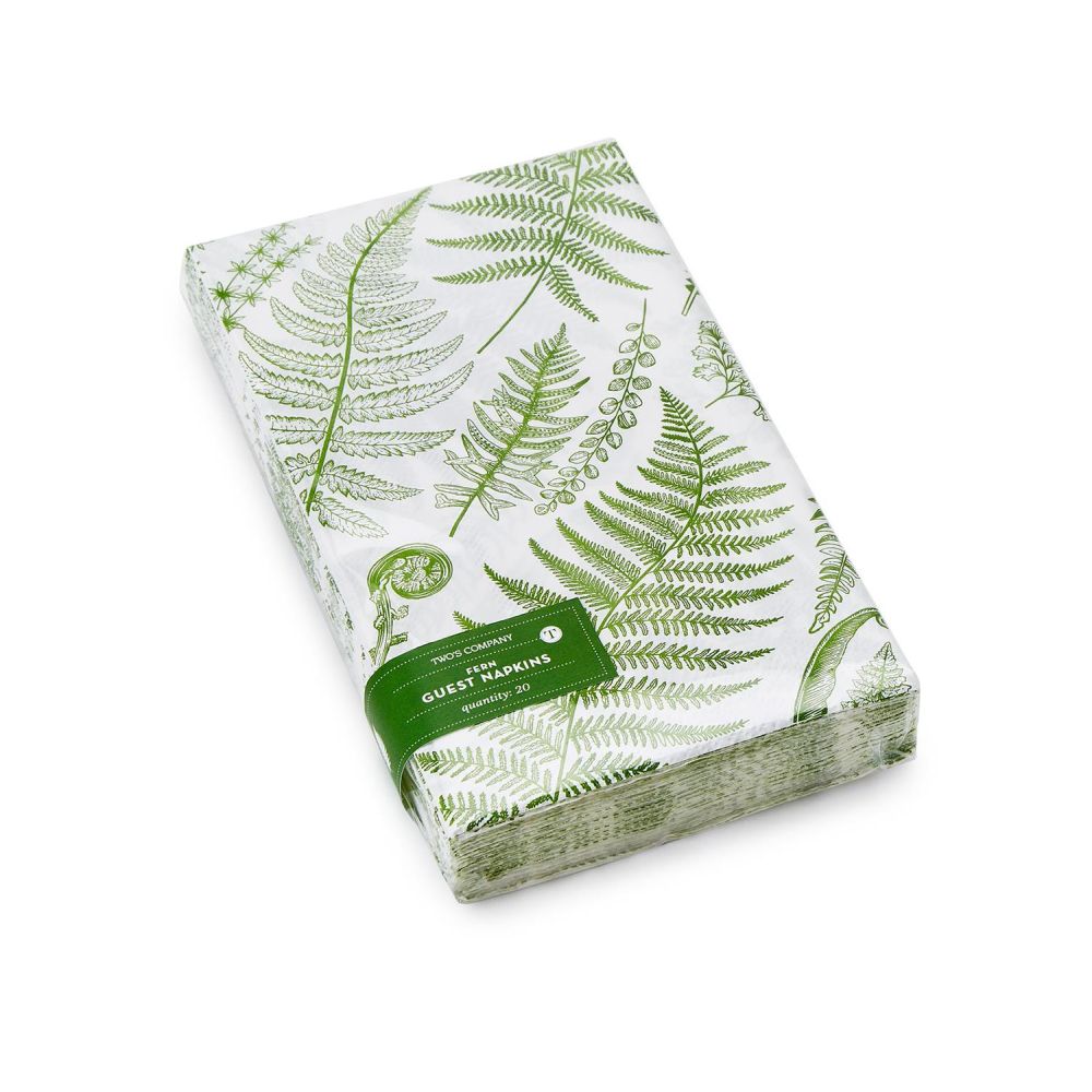 Two's Company 20-Pack Fern 3-Ply Disposable Paper Dinner Napkins / Guest Towels
