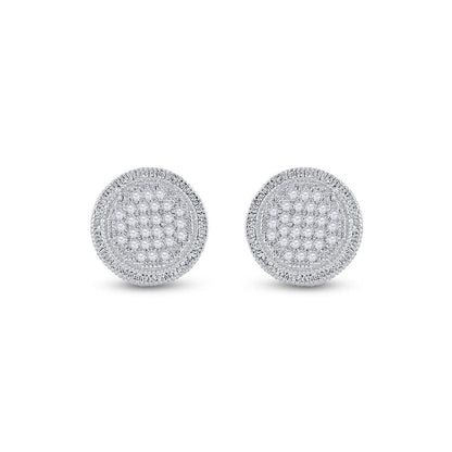 GND Sterling Silver Mens Round Diamond Disk Circle Earrings 1/6 Cttw