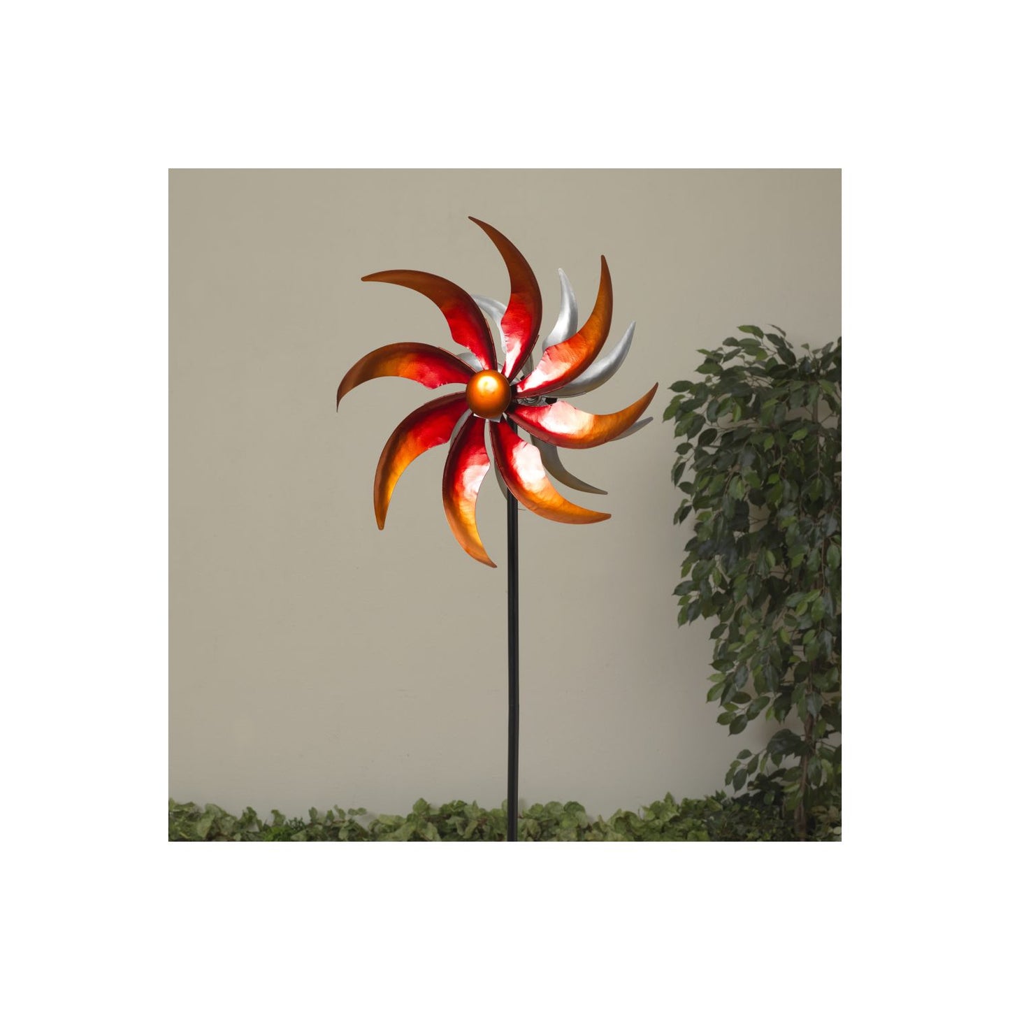 Gerson Company 65.3"H Metal Flower Wind Spinner Stake