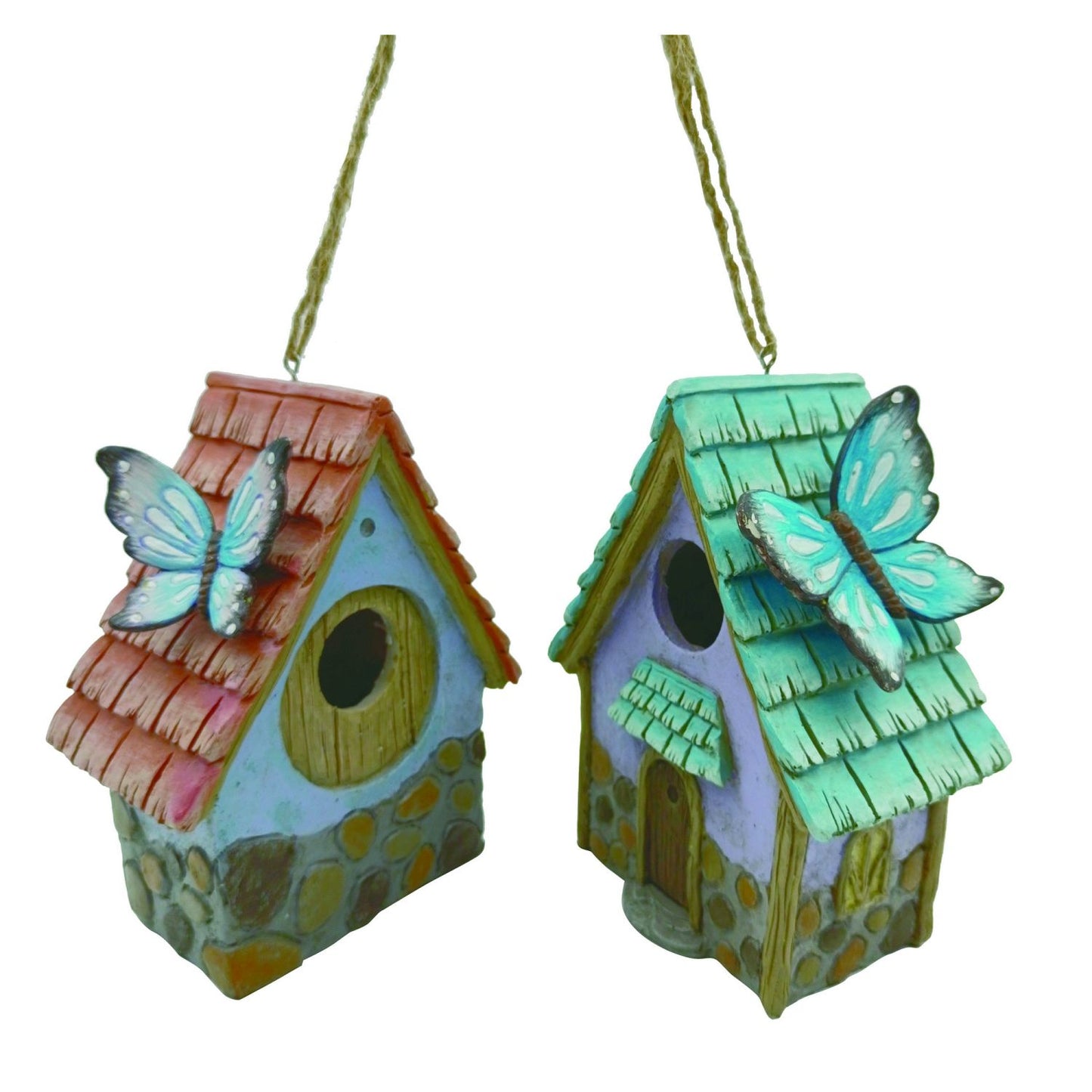 Transpac Resin Butterfly Bird House, Set Of 2, Assortment