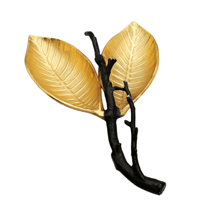 Classic Touch Sweet Birch Leaf Shaped - Relish Dish, Stainless Steel, 16"