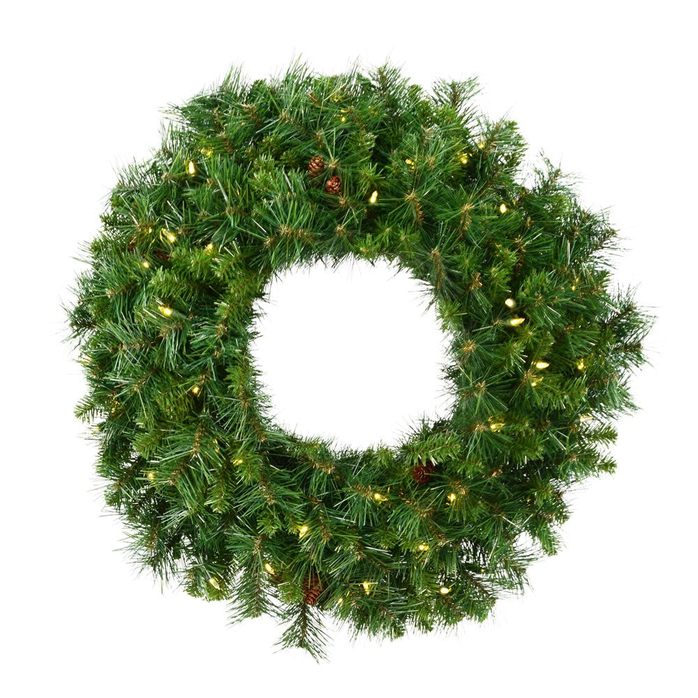 Vickerman 36" Cheyenne Pine Artificial Christmas Wreath, Warm White LED Lights