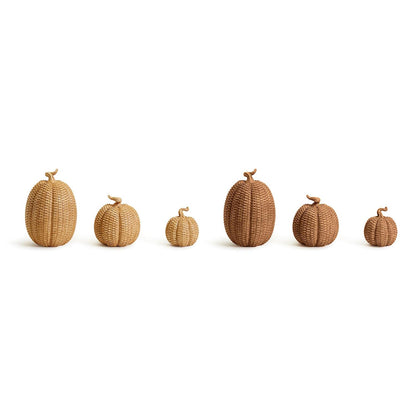 Two's Company Set of 6 Basketweave Pattern Pumpkins with Assorted 2 Colors