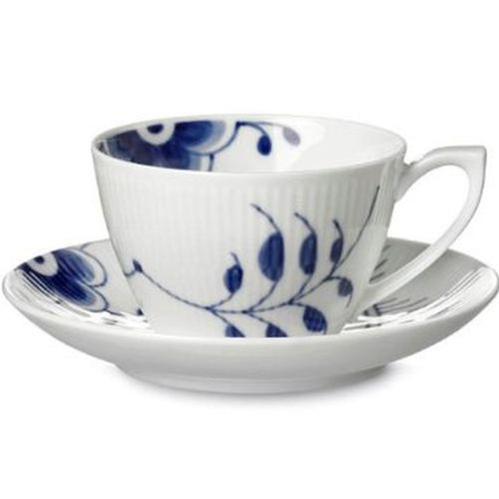 Royal Copenhagen Blue Fluted Mega Teacup & Saucer, Porcelain