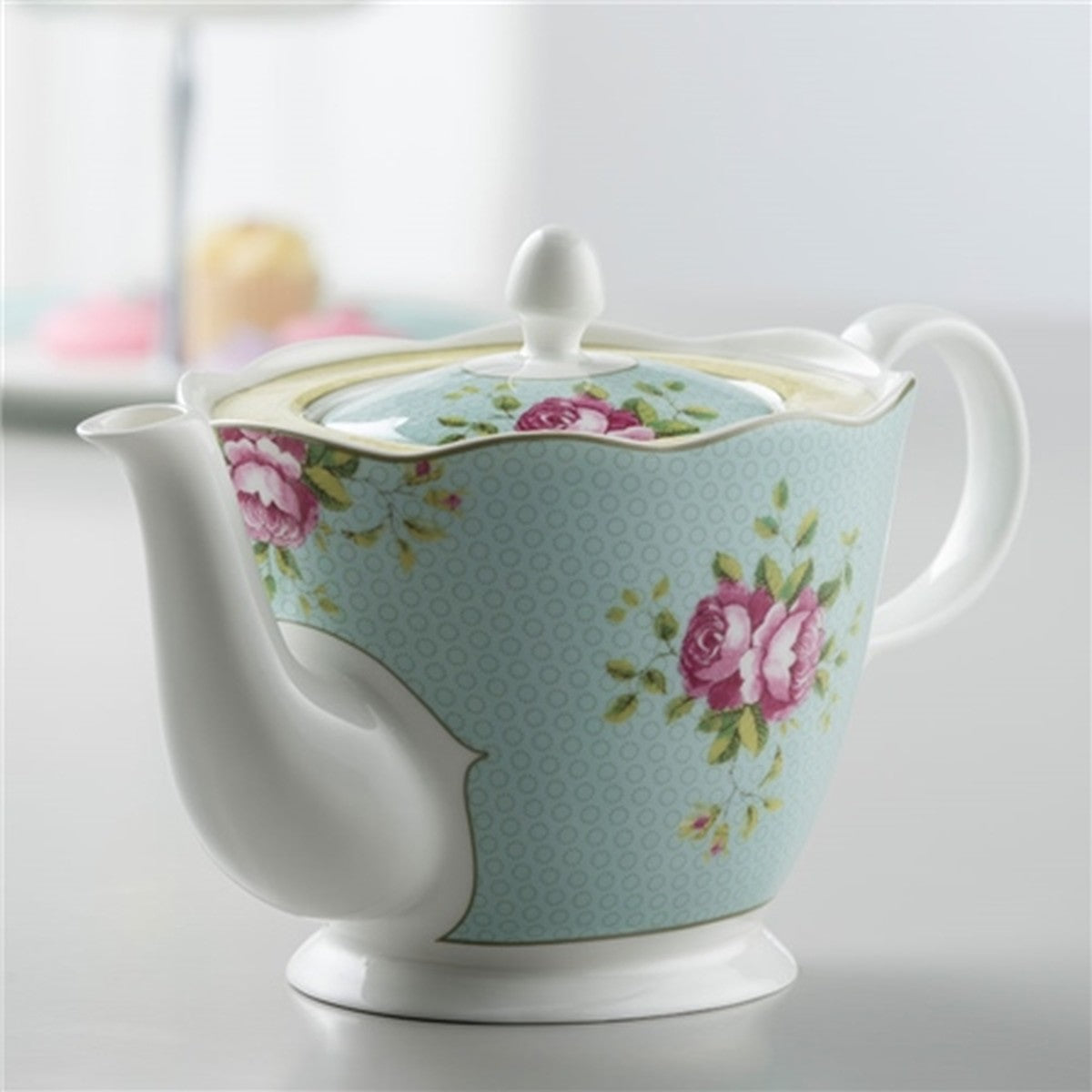 Aynsley Archive Rose Teapot, White, China