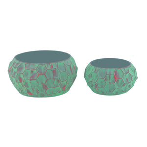 Transpac Metal Textured Bowl Containers, Set Of 2