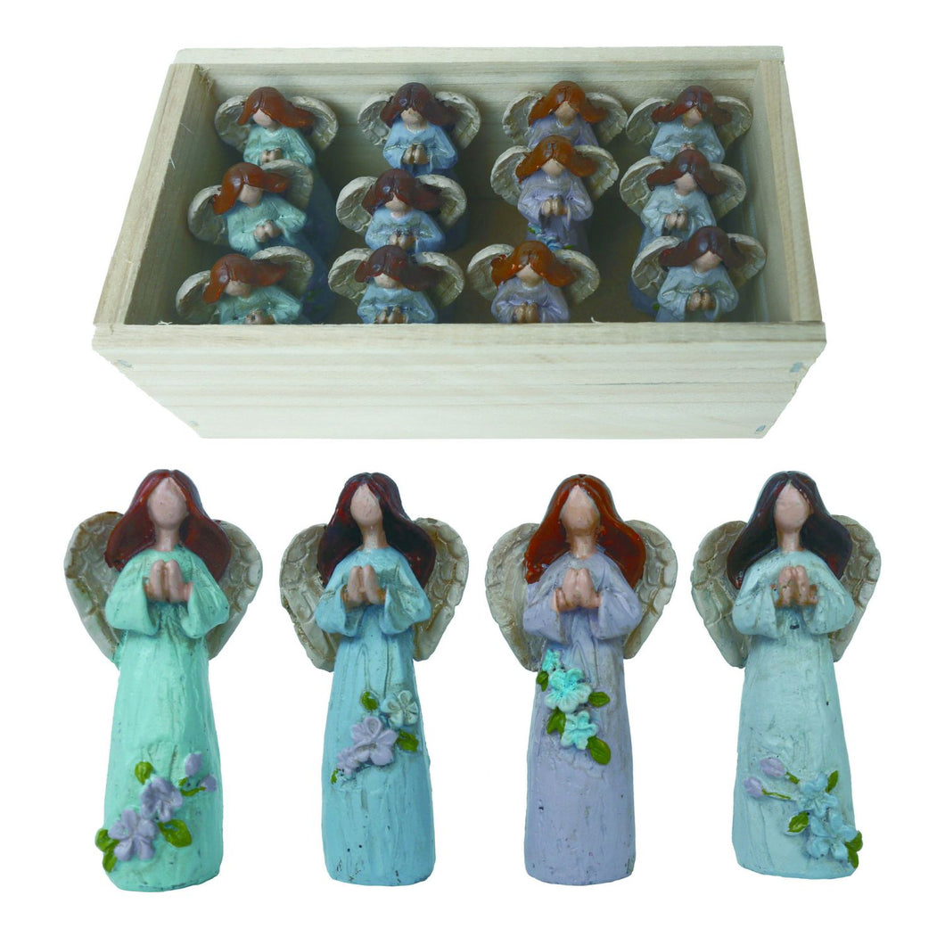 Transpac Resin Mini Graceful Angel Figurines In Crate, Set Of 12