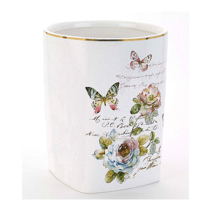 Avanti Linens Butterfly Garden Wastebasket - White