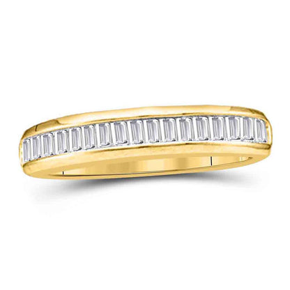 GND 14kt Yellow Gold Baguette Diamond Wedding Anniversary Band Ring 1/6 Cttw