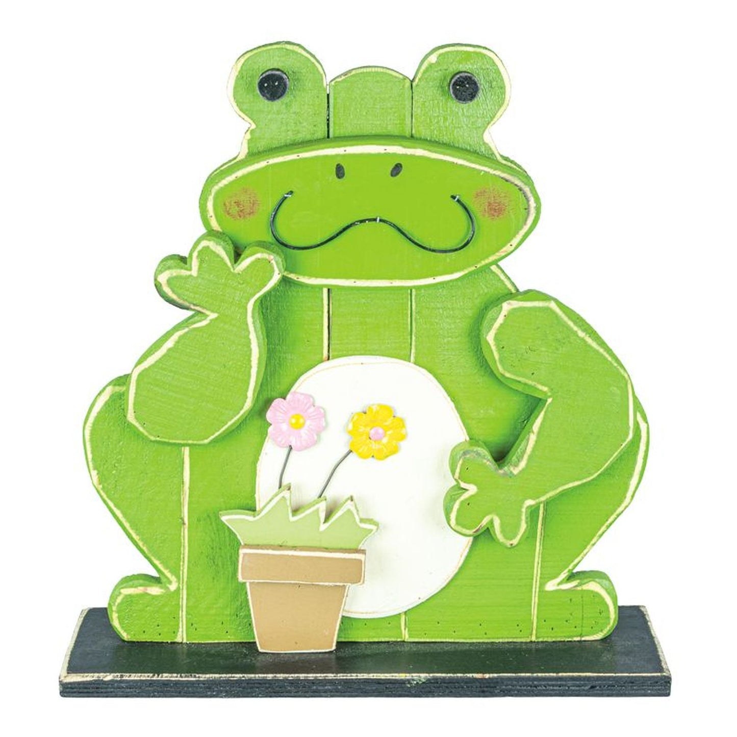 Hanna's Handiworks Spring Frog And Flower Pot Stander