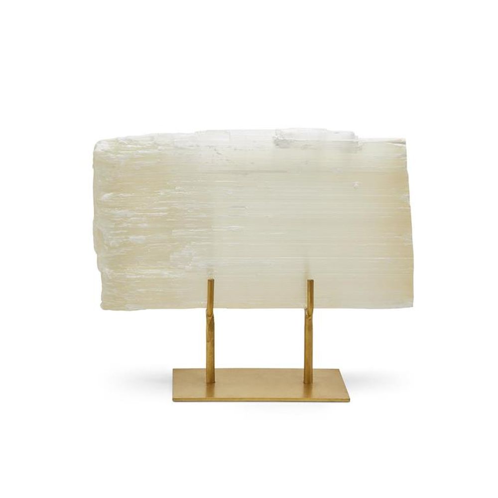 Two's Company Tozai Selenite Slab on Gold Stand
