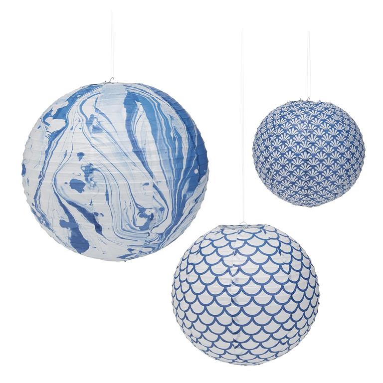 Two's Company Pattern Play Set of 3 Paper Lanterns Includes 3 Sizes